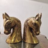 Serre livre têtes de cheval en laiton vintage