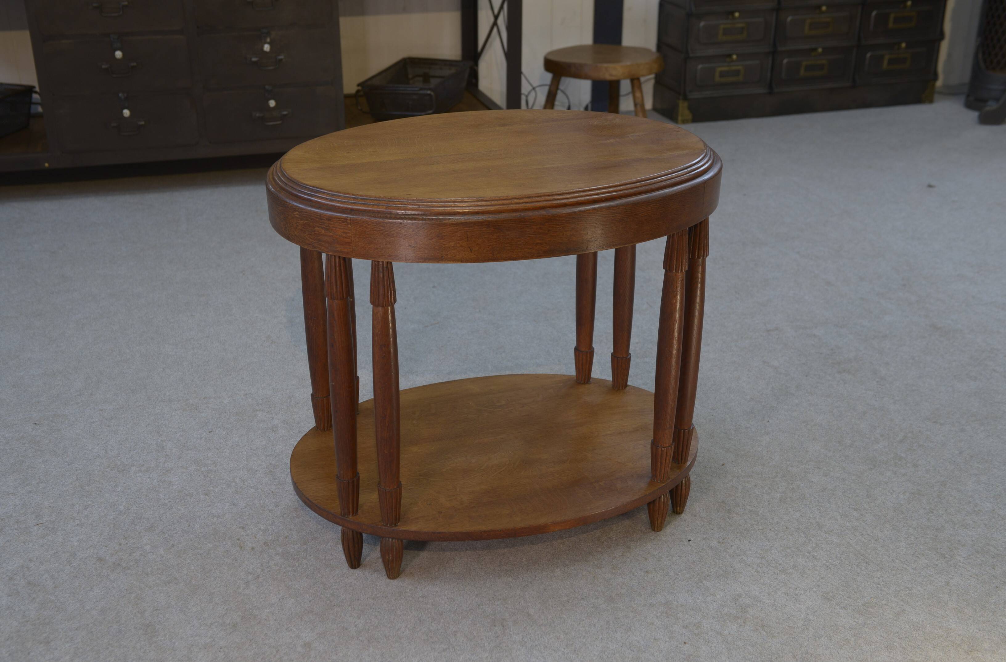 Art Deco solid oak oval table 1930