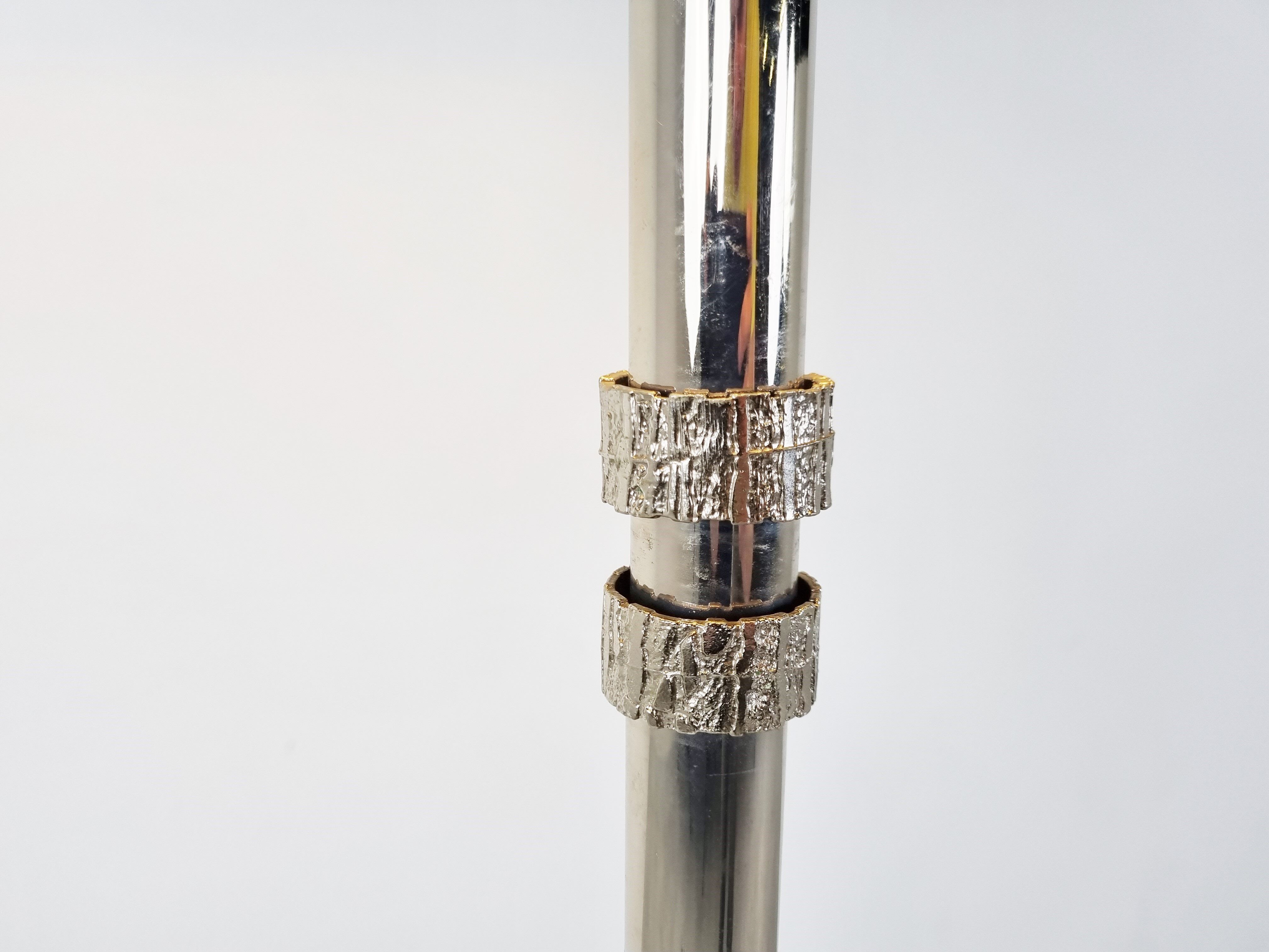 Chrome brutalist floor lamp, 1970s