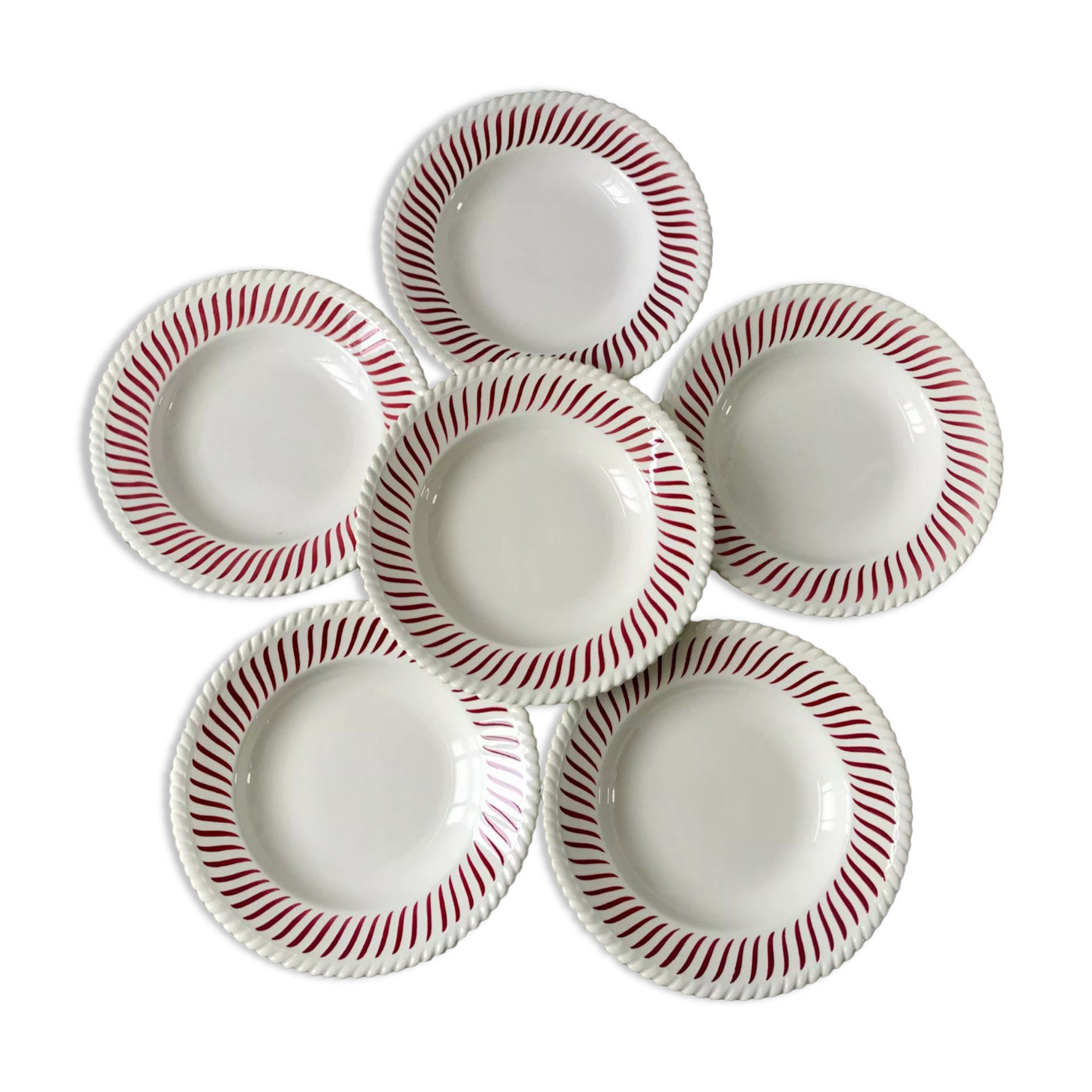 lot of 6 hollow plates FB Badonviller serrated years 30-40