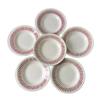 lot de 6 assiettes creuses FB Badonviller dentelées années 30-40