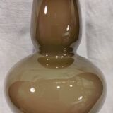 Vintage glossy brown two-layer blown glass vase, Scandinavian taste