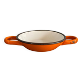 Orange enameled sheet egg dish