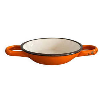 Orange enameled sheet egg dish