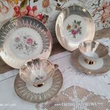 Head to head in porcelain Bavaria 6 pieces floral decoration and gilding