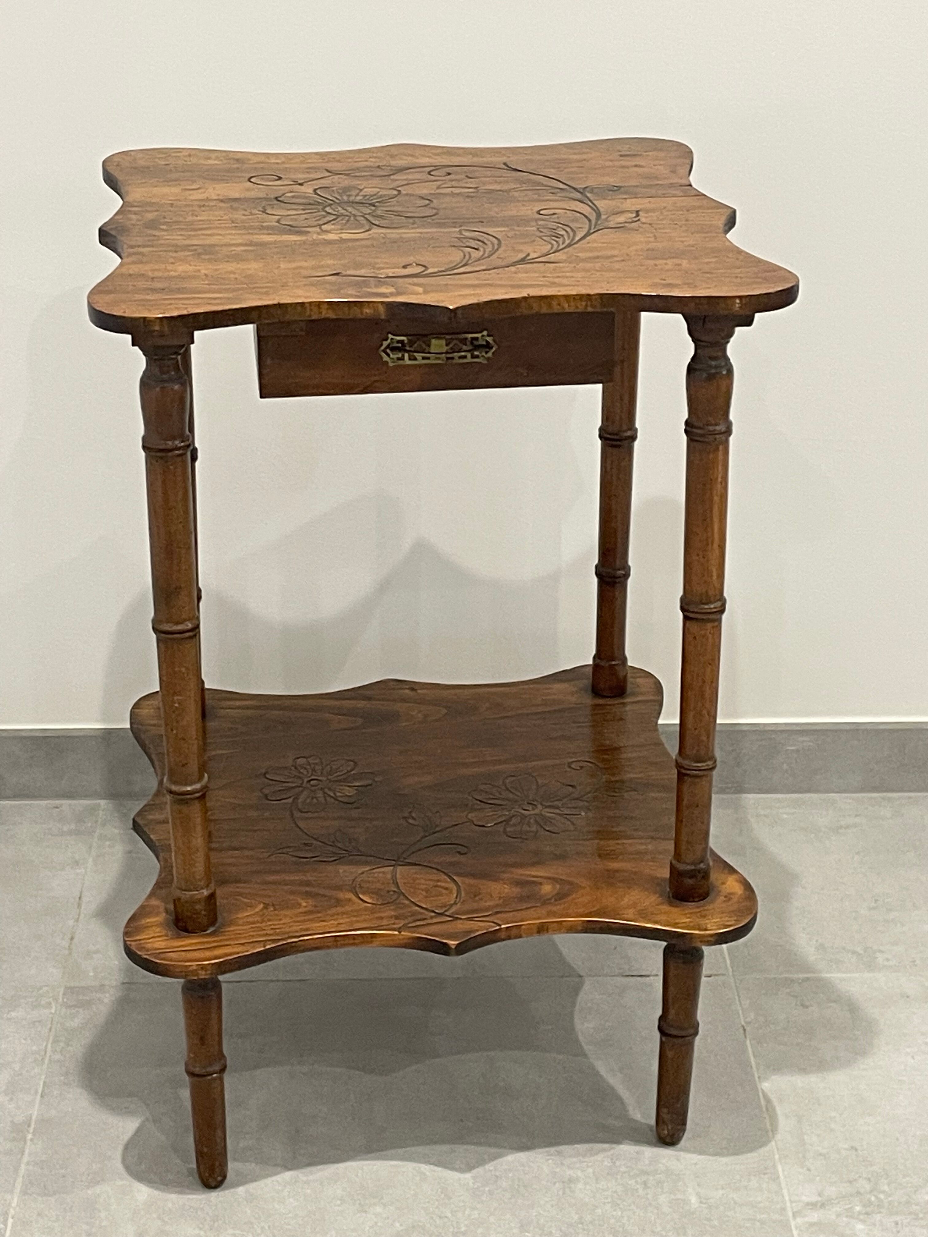 Vintage gueridon side table bamboo way