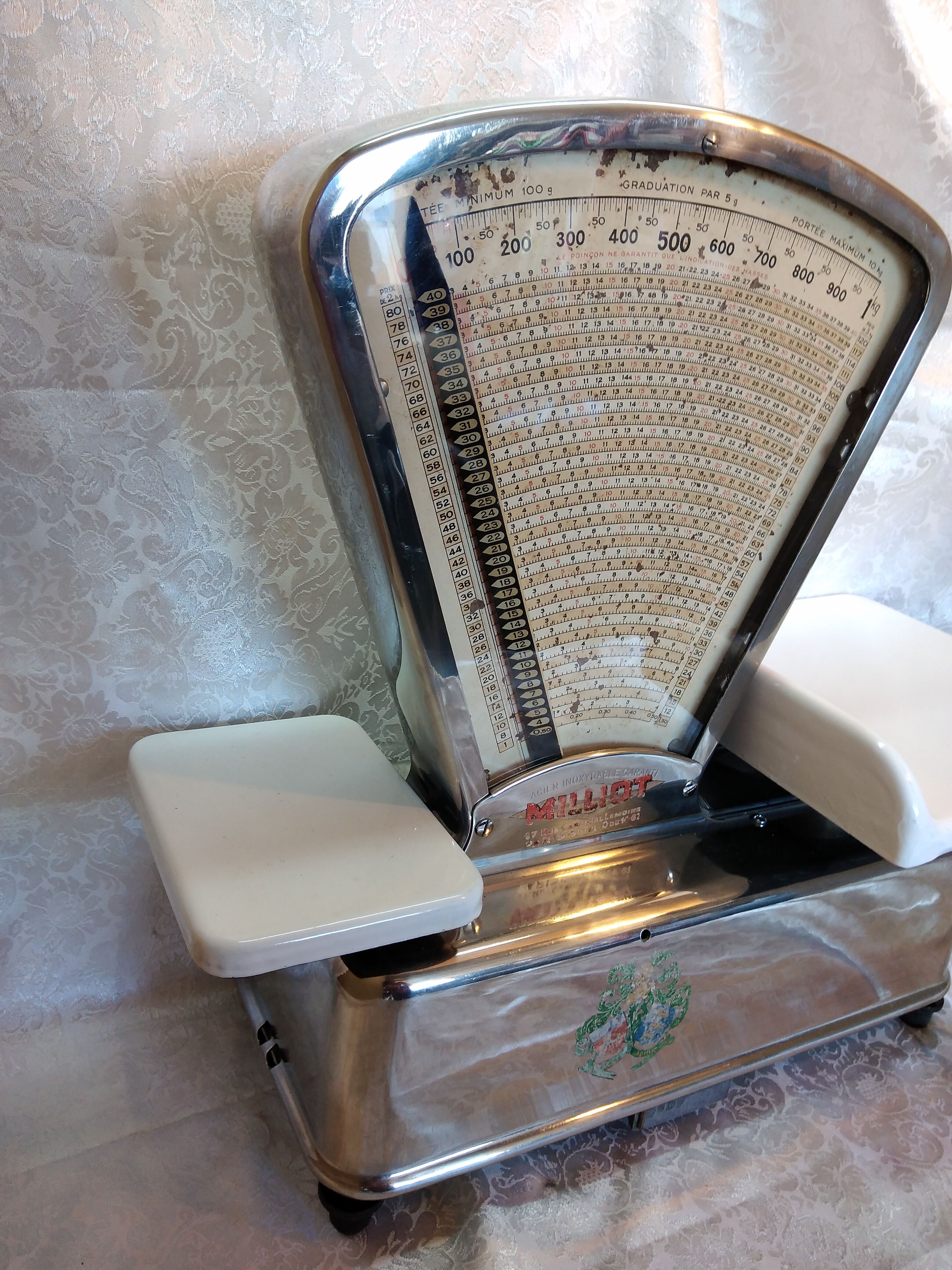 Old butcher scale testut / millot stainless steel