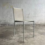 Set of 4 light grey powder-coated metal Fly Line chairs with cream rope - Giandomenico Belotti, 1980s