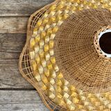 Woven wicker pendant light