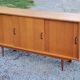Vintage gold blond oak row 3 sliding doors