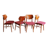 Ensemble de quatre chaises de salle à manger tchèques des années 1960 par TON avec une influence scandinave