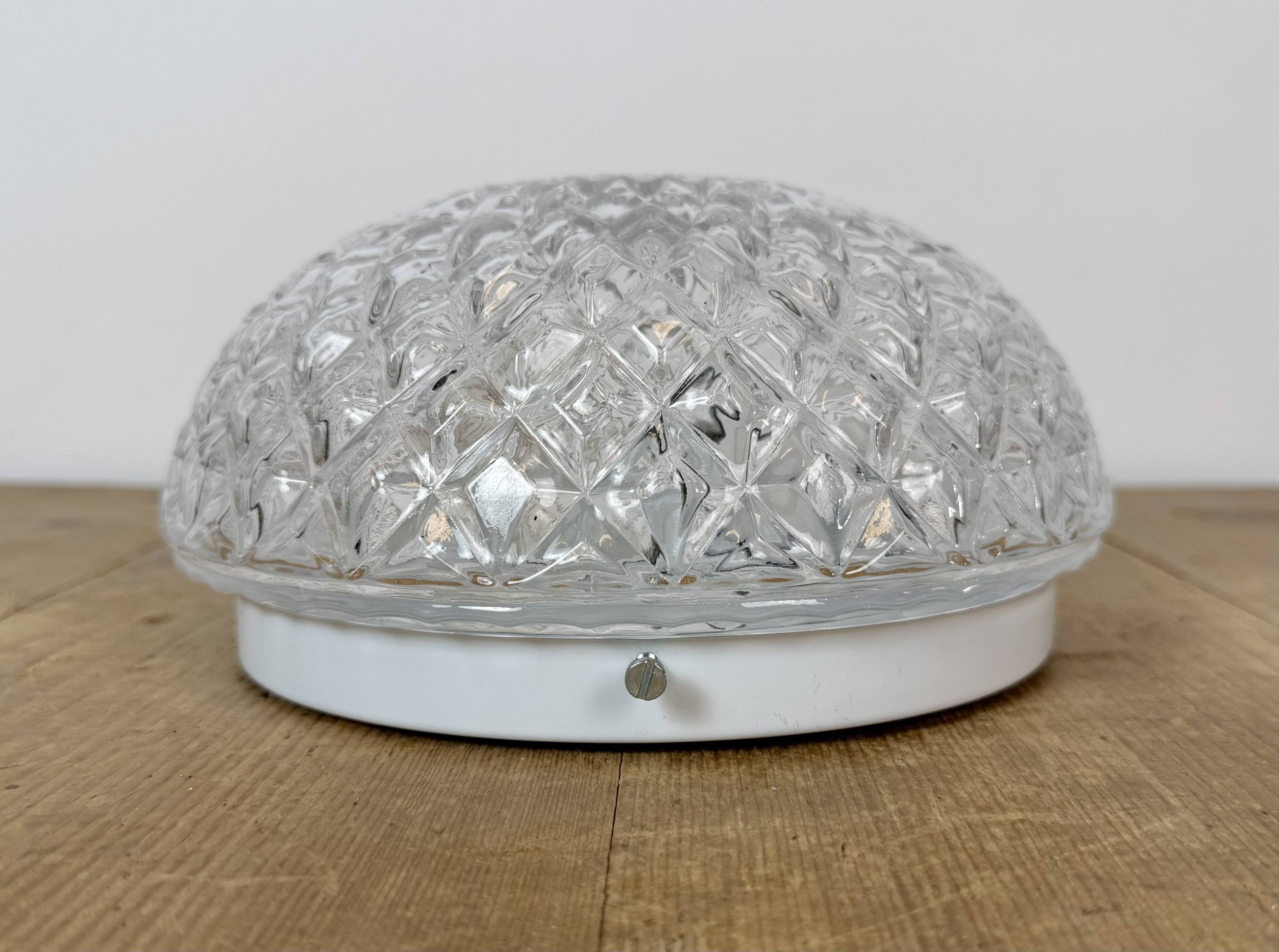 Vintage Glass Wall or Ceiling Light, 1970s