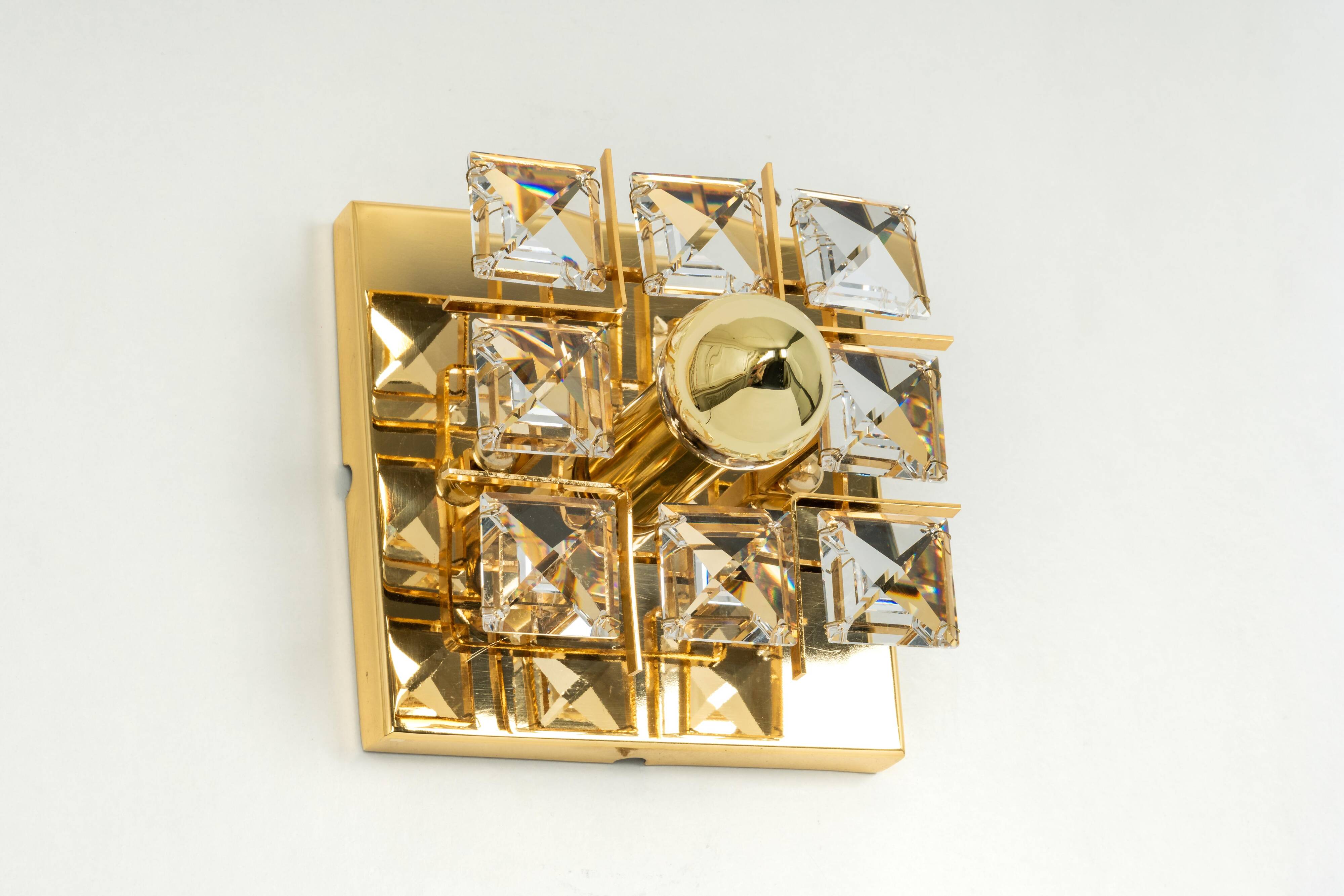 Golden Brass Wall Sconce in the Shape of a Flower by Palwa, Germany, 1970s
