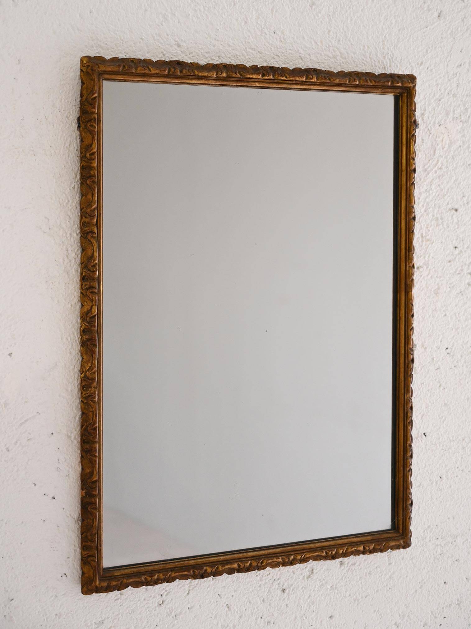 1950s Scandinavian mirror with carved frame