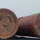 Brutalist turned wood candlestick pair