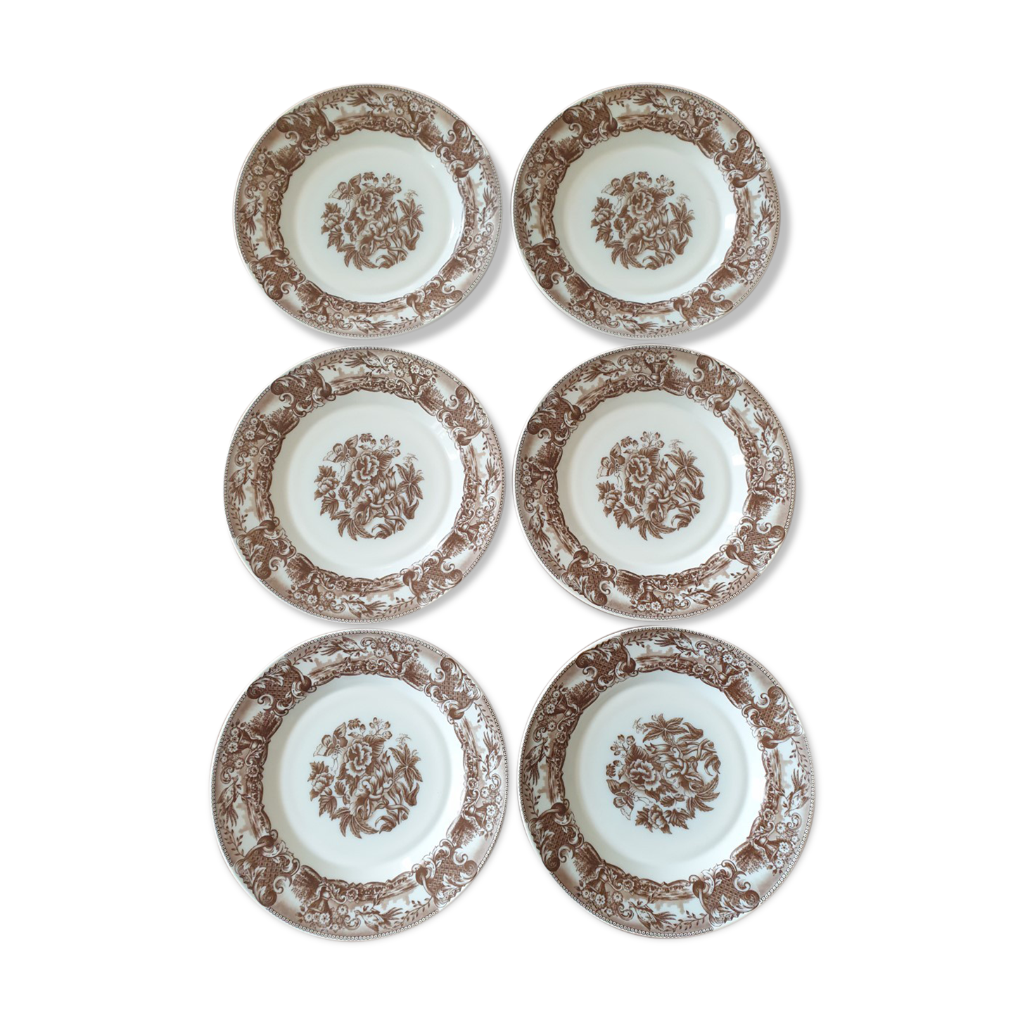 Set of 6 old flat plates