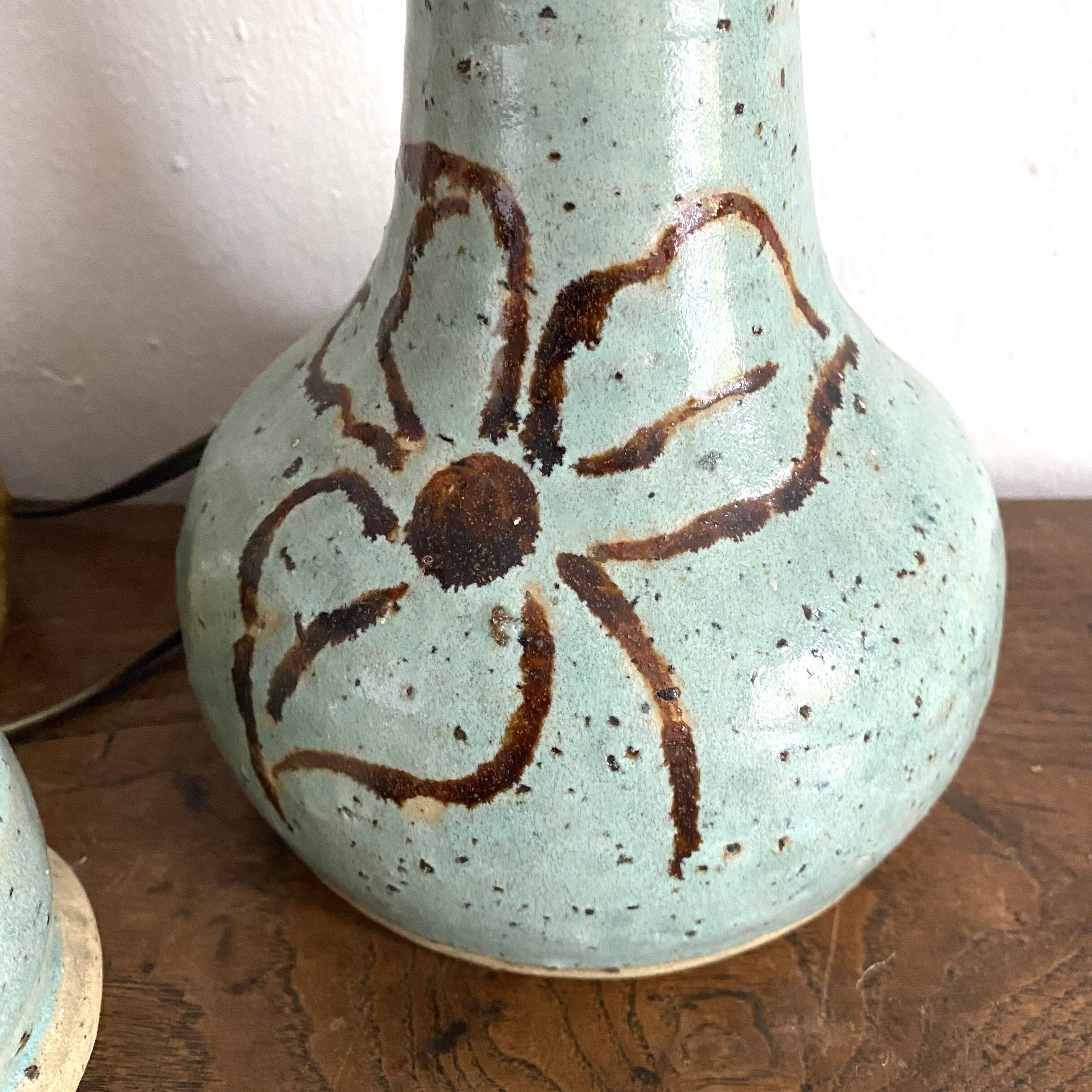 matching signed ceramic lamp bases