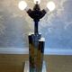 large table lamp in brass and chrome "Skyscraper" by B D Lumica in the style of Willy Rizzo, Spain, 1970s.