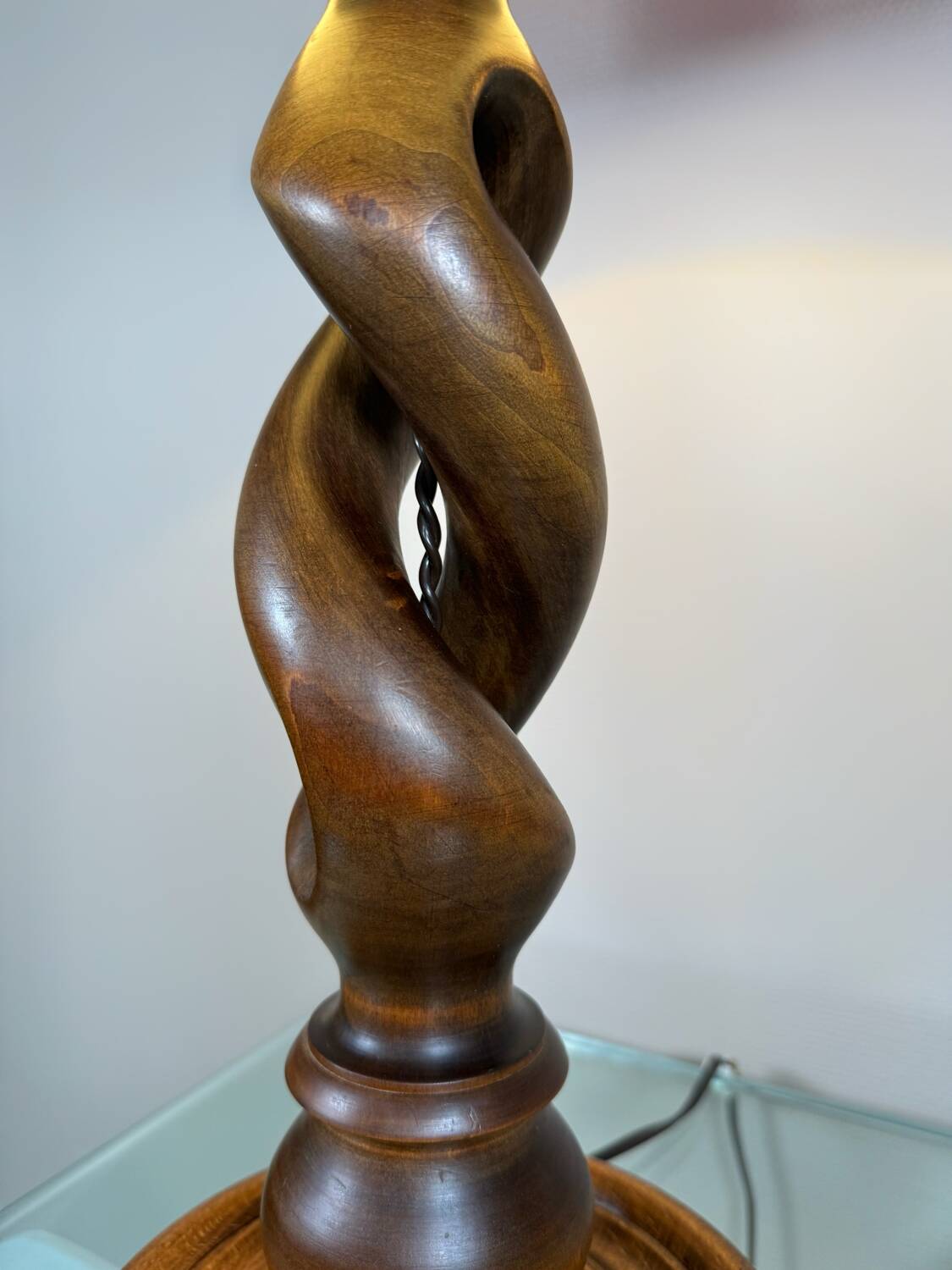 Twisted wood lamp from the 1960s