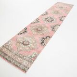 3x12 Pink Dark Blue Oriental Vintage Runner Rug