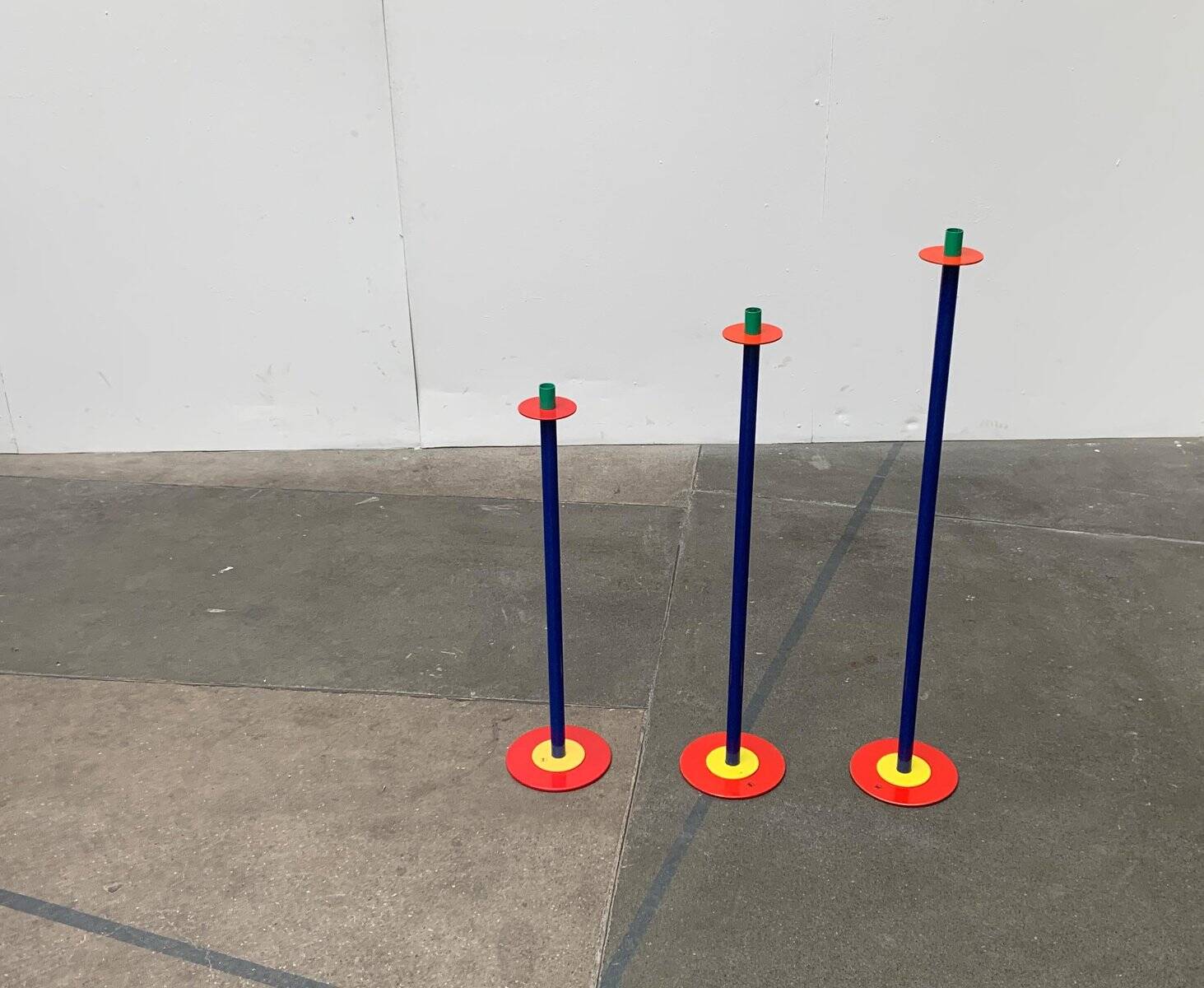 Postmodern German candlesticks by SKS, West Germany, set of 3.