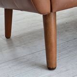 1970s, 3-seater Danish sofa, brown furniture leather with patina.