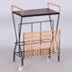 Original midcentury side table, metal, rattan, scandinavia, 1960s