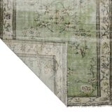 Grand tapis kilim vintage – vert menthe et crème 261 cm x 160 cm