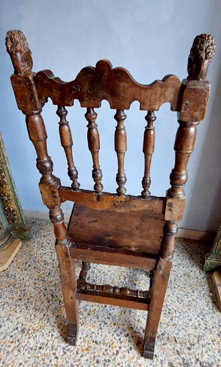 Rare pair of carved chairs, Italian manufacture from the 17th century