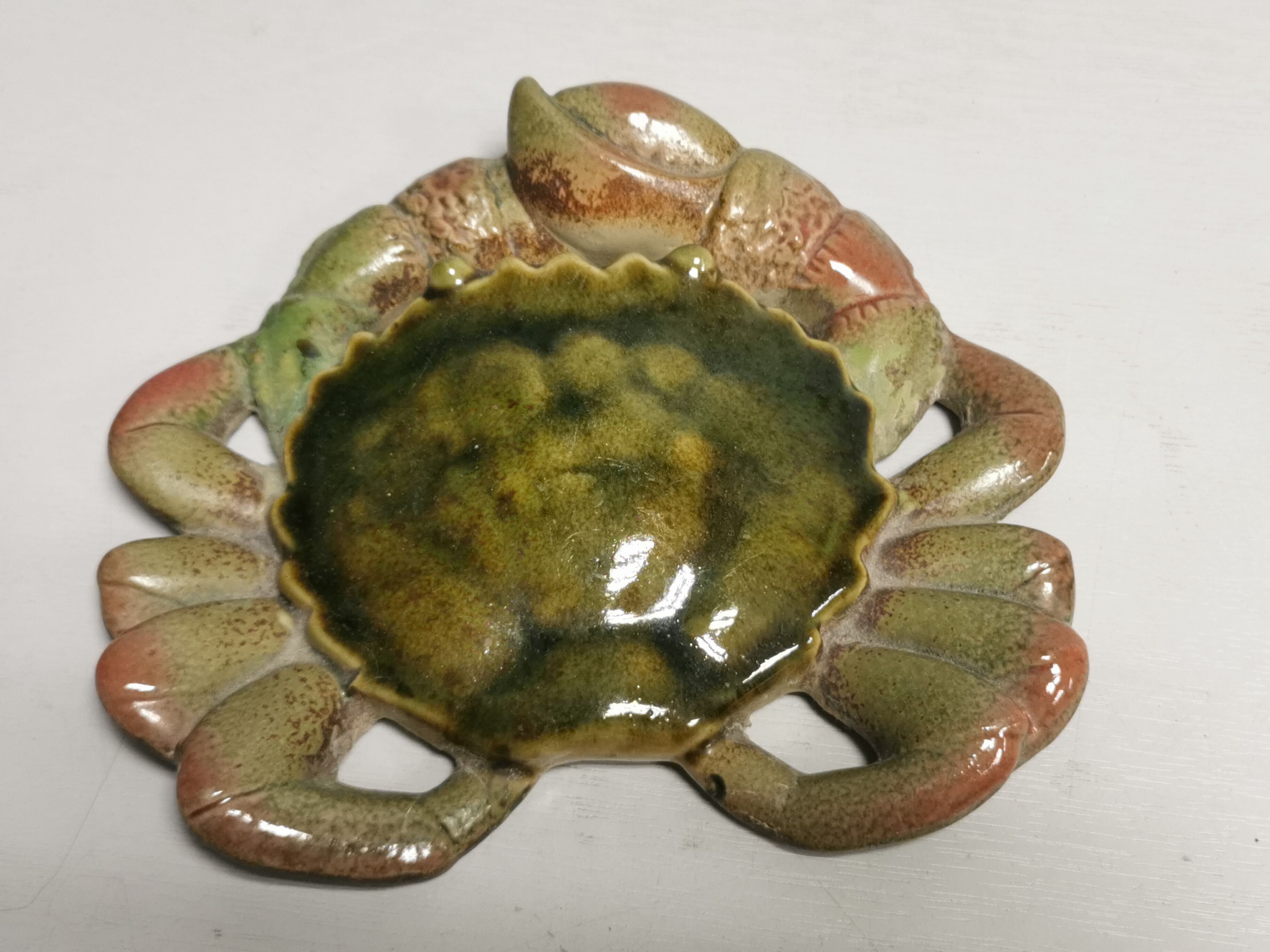 Painted ceramic crab , vintage wall decoration