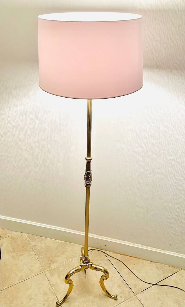 Vintage brass floor lamp, tripod circa 1960s