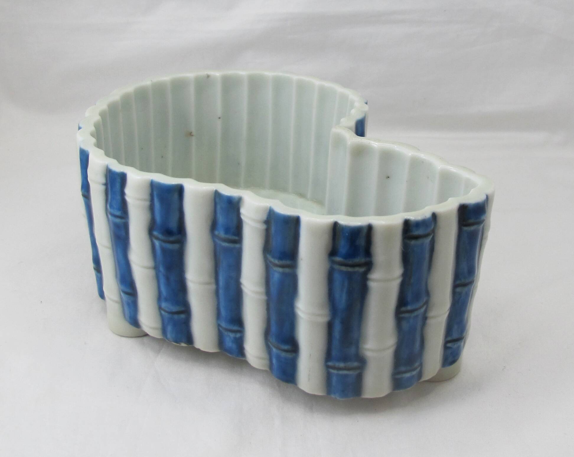 Old Chinese or Japanese blue and white porcelain planter from the late 19th or early 20th century