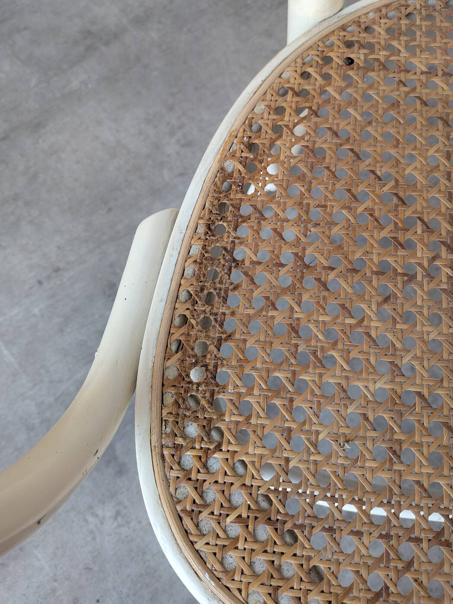 Vintage Thonet Style Dining Chair: White Beech Bentwood Cane Seat