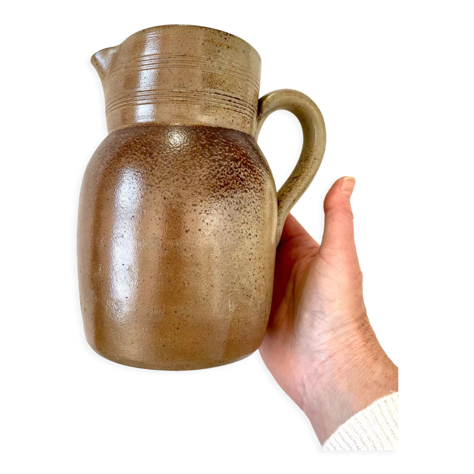 Pichet stoneware vintage Grès du Berry handmade France