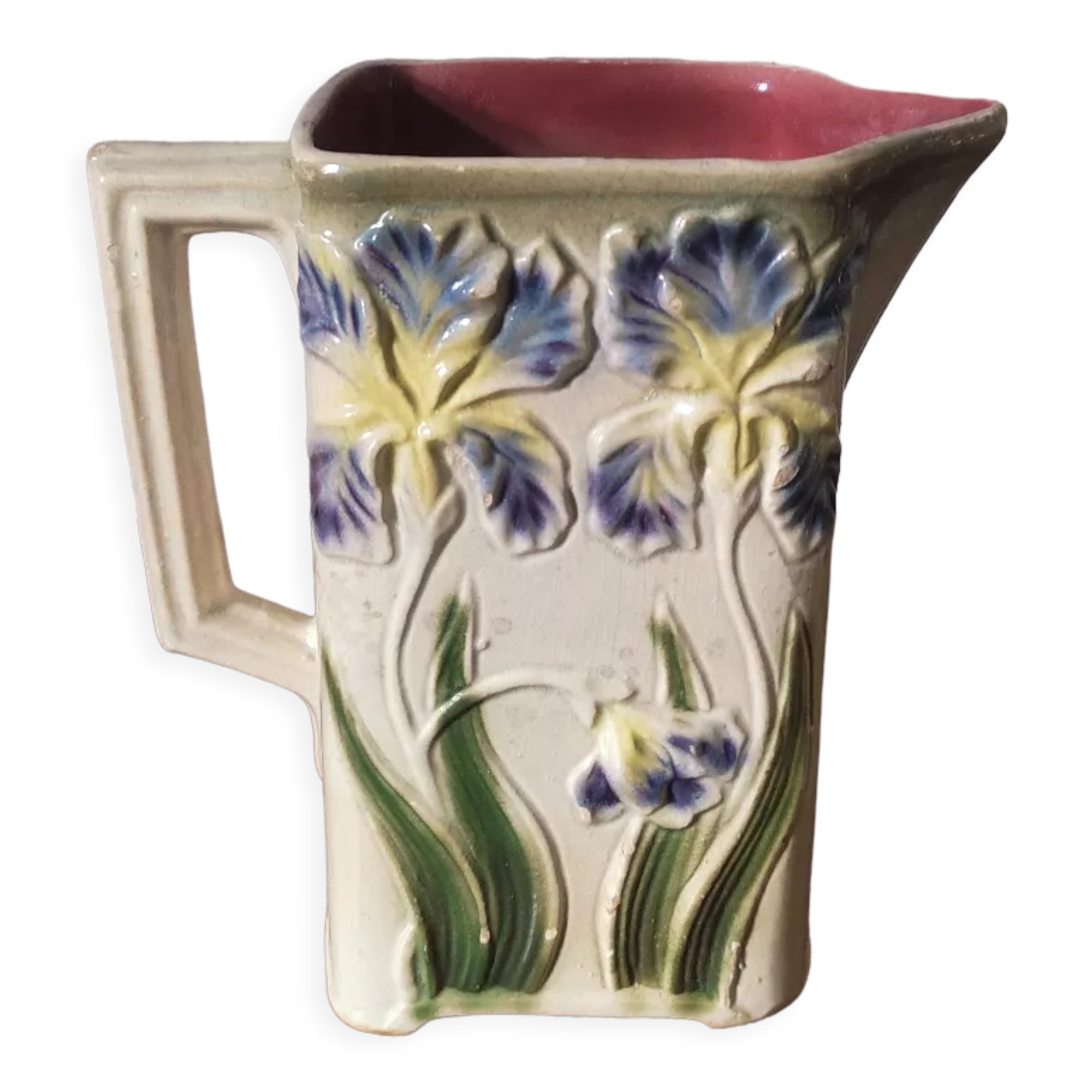 Art Nouveau pitcher in slip