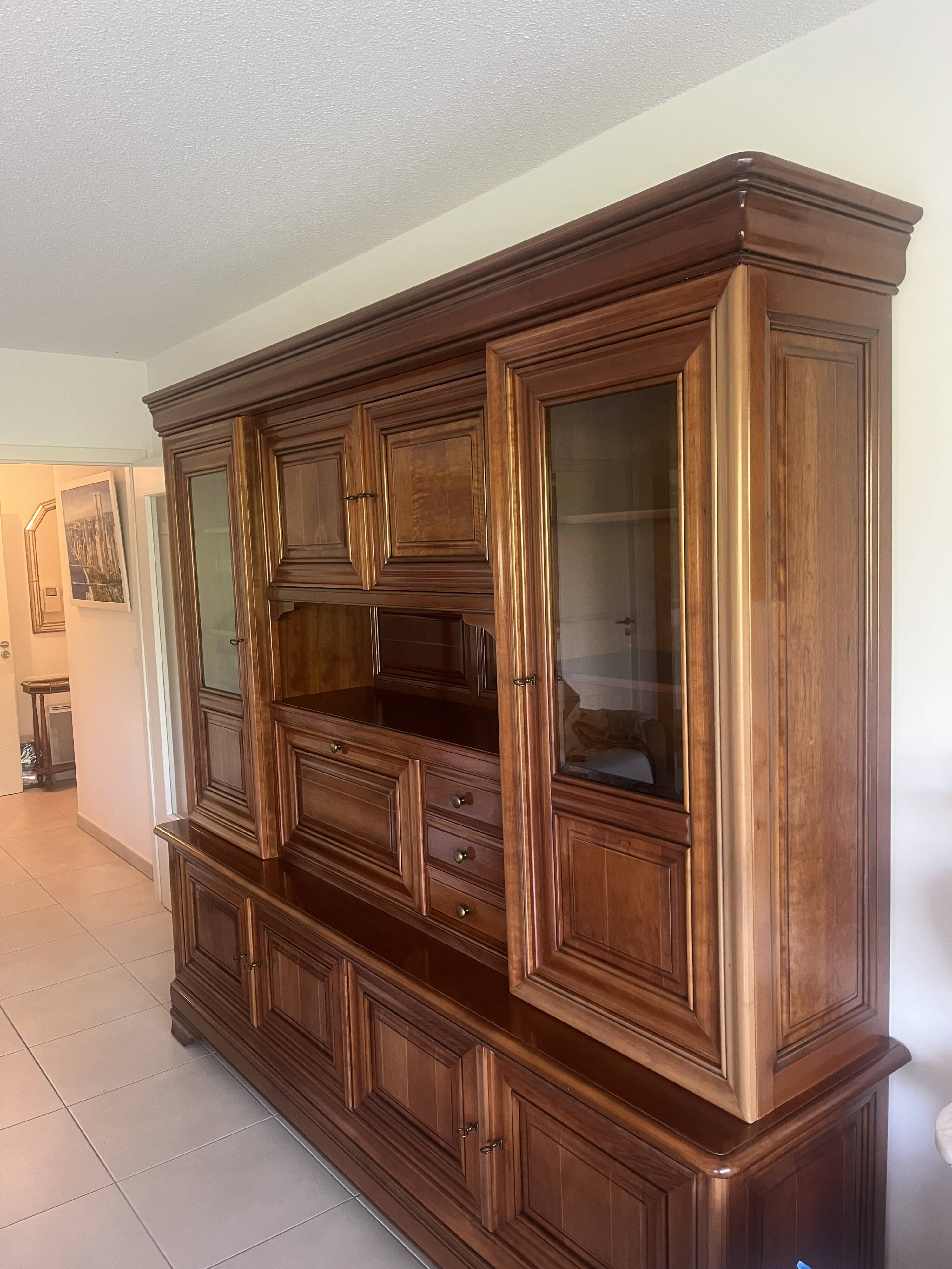 Meuble buffet Bibliotheque Bois massif merisier
