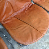 Series of 4 chairs Sabrina design Gastone Rinaldi for Rima, tawny leather, 1970