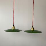 Lot 2 suspensions emaillees vintage 24,5 cm