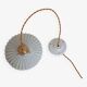 Vintage lampshade pendant light in striped embossed white opaline - circa 1940s