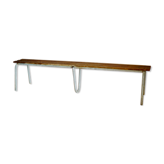Industrial locker room bench wood and metal