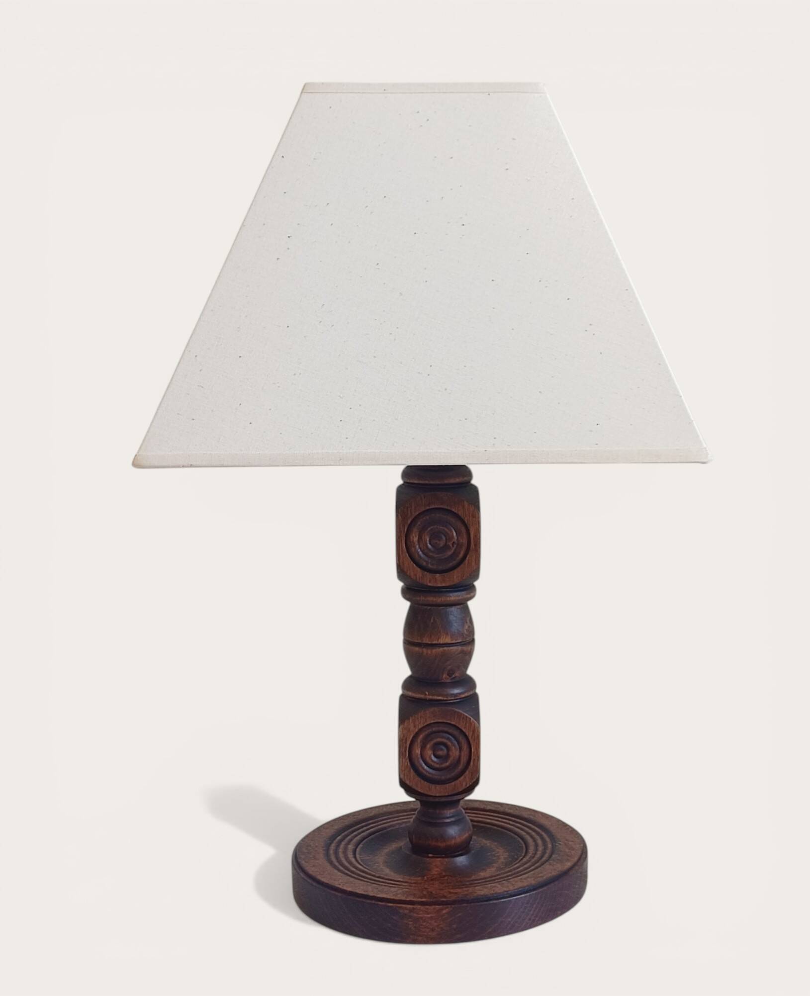 Art Deco Wood Table Lamp by Charles Dudouyt, France, 1930s