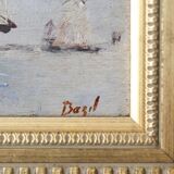 Bazil (20th century) oil on panel 'French boats setting out to sea'