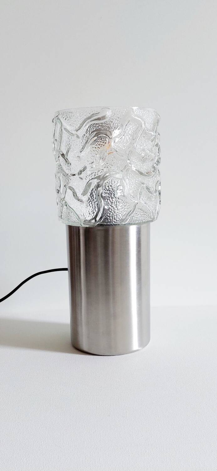 Vintage glass and stainless steel lamp