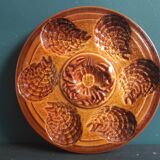 Vintage French oyster plate in Majolica from Sarreguemines