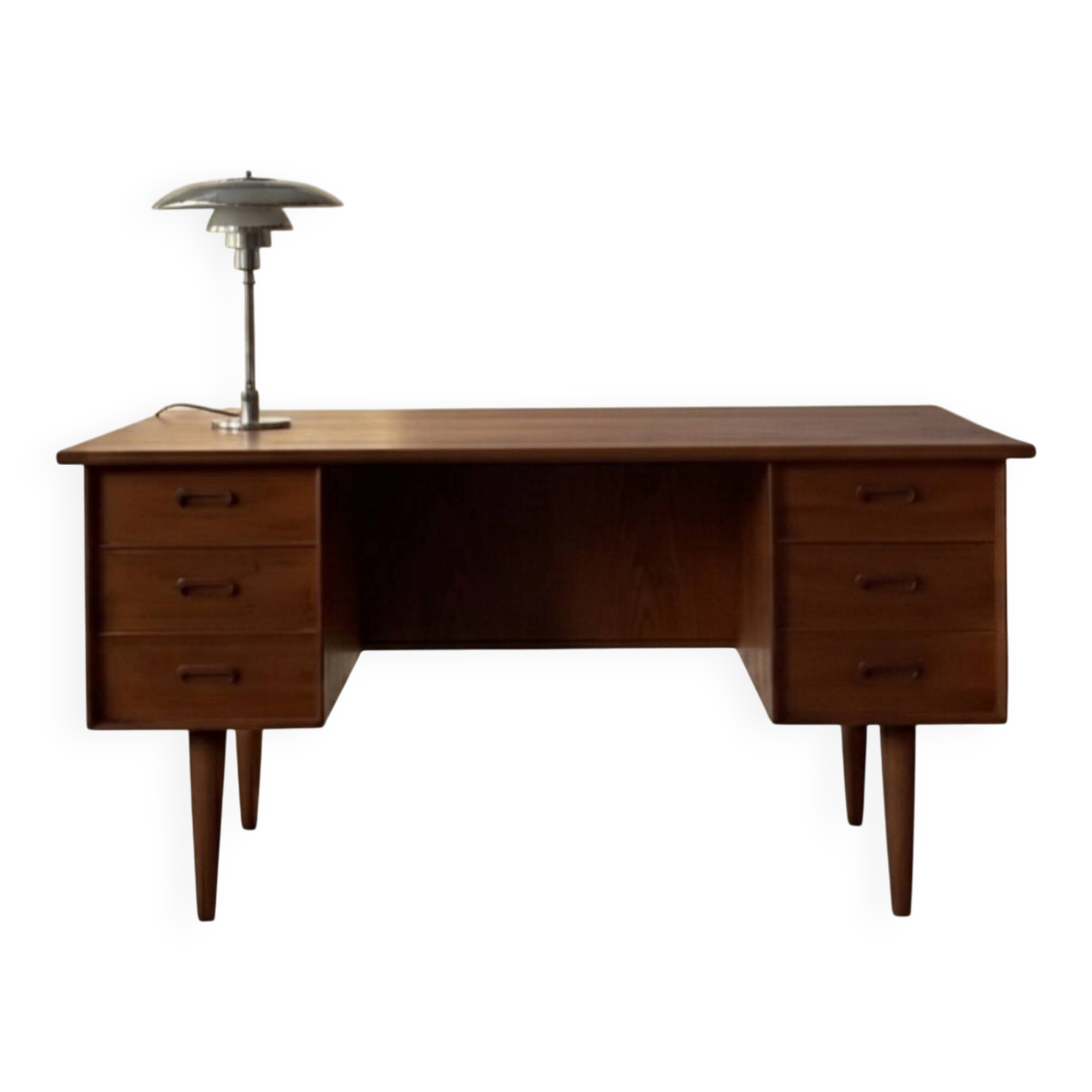 Vintage double-sided Danish teak desk