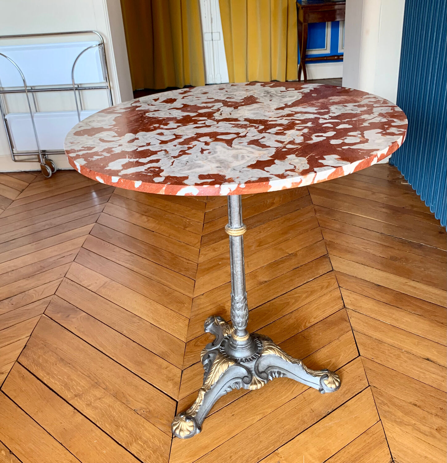 Marble top pedestal table