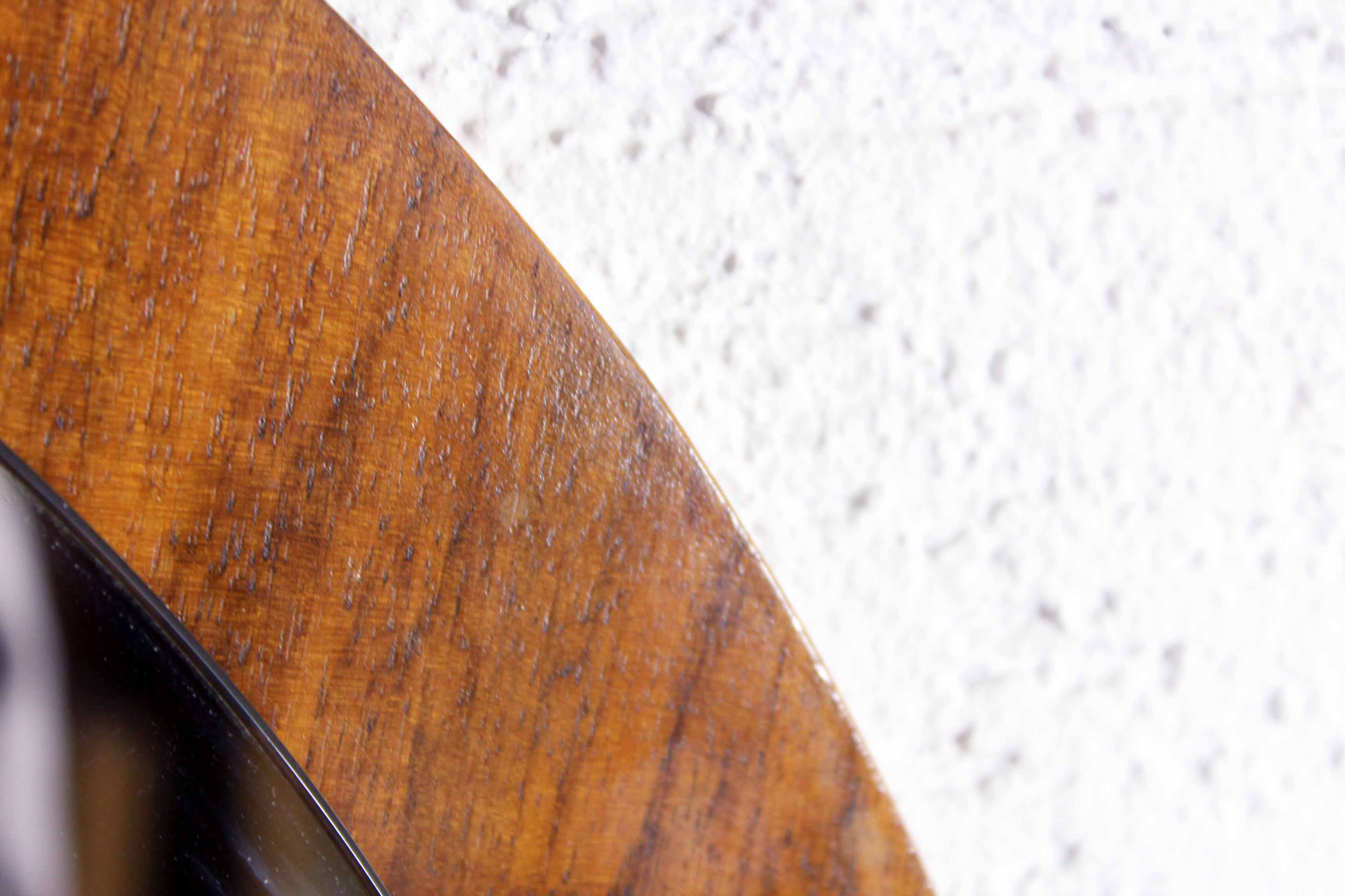 Round Scandinavian teak mirror - 58cm