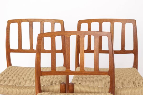 6 chaises Niels Otto Møller modèle 83 – Chaises de salle à manger danoises en teck, années 1970