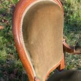 Armchair Voltaire Louis Philippe in wood green velvet XIX