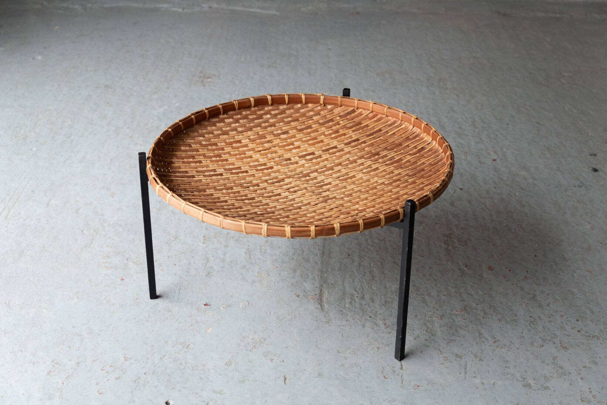 Rattan magazine basket, Netherlands, 1960s